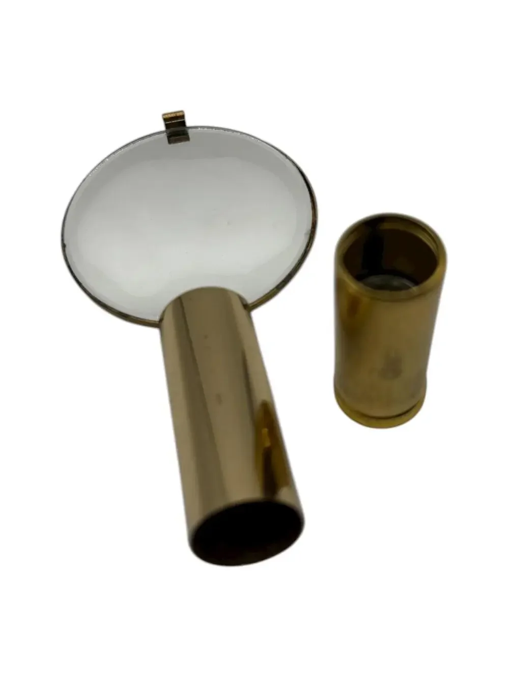 Vintage 1950s Mini Lipstick Holder with Mirror, Mother of Pearl Inlay